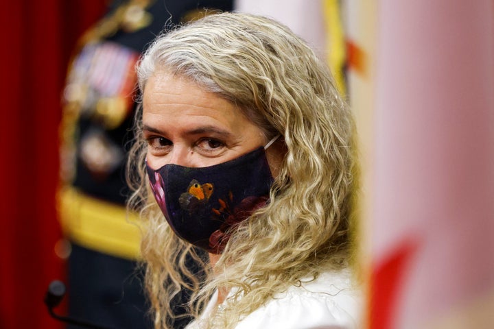 Gov. Gen. Julie Payette prepares to deliver the Throne Speech in the Senate, as parliament prepares to resume in Ottawa on Sept. 23, 2020.