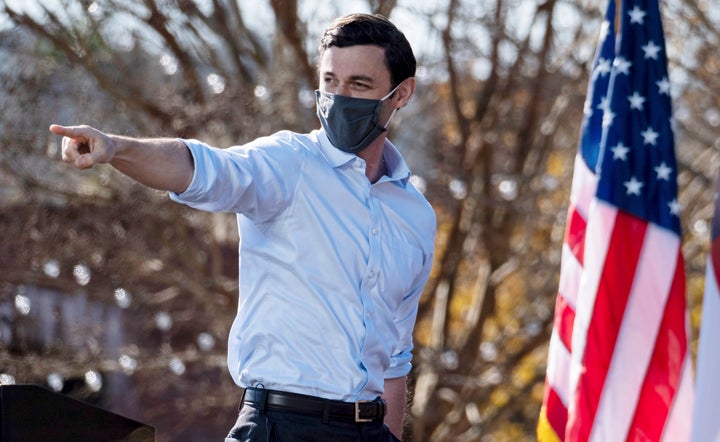 Jon Ossoff speaks during a rally on Dec. 21 in Columbus, Georgia.