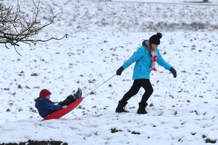 Snowfall at Tatton Park in Knutsford, Cheshire.