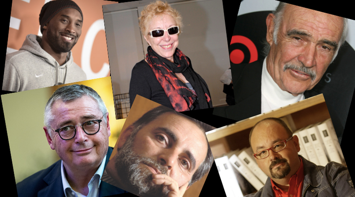 Kobe Bryant, Rosa Mª Sardá, Sean Connery, Michael Robinson, Julio Anguita y Carlos Ruiz Zafón.