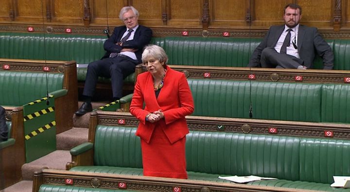 Former prime minister Theresa May during the debate in the House of Commons on the EU (Future Relationship) Bill.