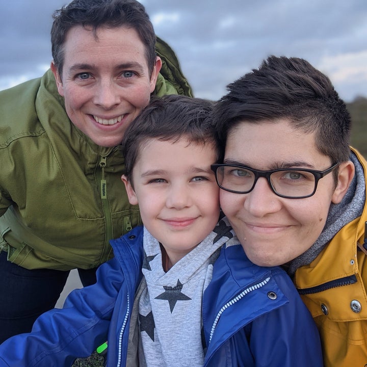 Kate Everall (right) with wife Sharon and their son, 'T'