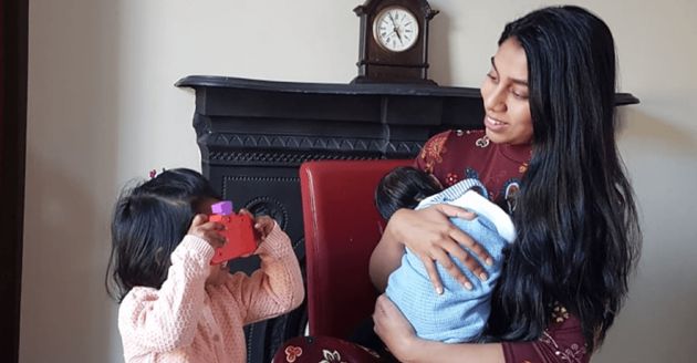 Halima Khatun with her daughter Hannah, 3, and Ishaaq, 9-months-old. 