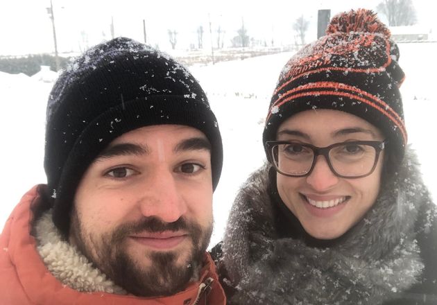 The writer, left, worked at his partner's catering business until the pandemic.