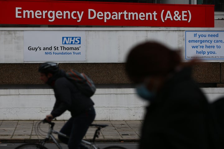 A pedestrian walks past the St Thomas' Hospital emergency department.