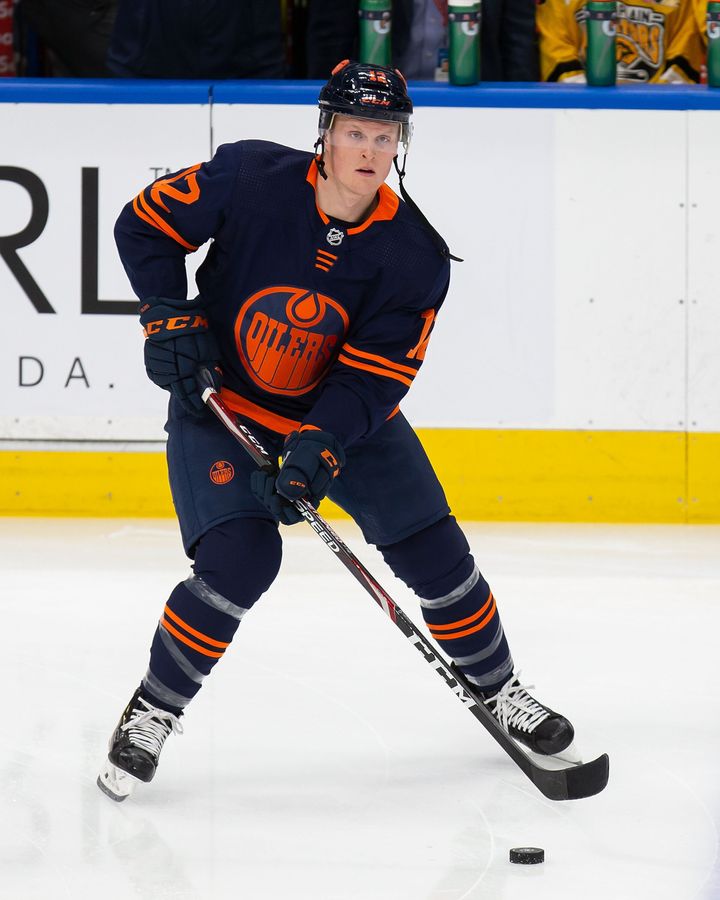 Colby Cave of the Edmonton Oilers, in 2019.
