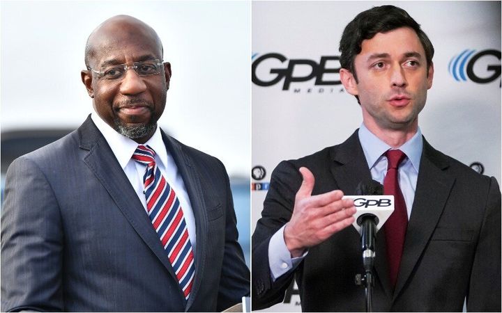 Rev. Raphael Warnock, left, and Jon Ossoff flipped two Georgia Senate seats for Democrats. Progressives see their successful use of a fight over $2,000 payments as a model.