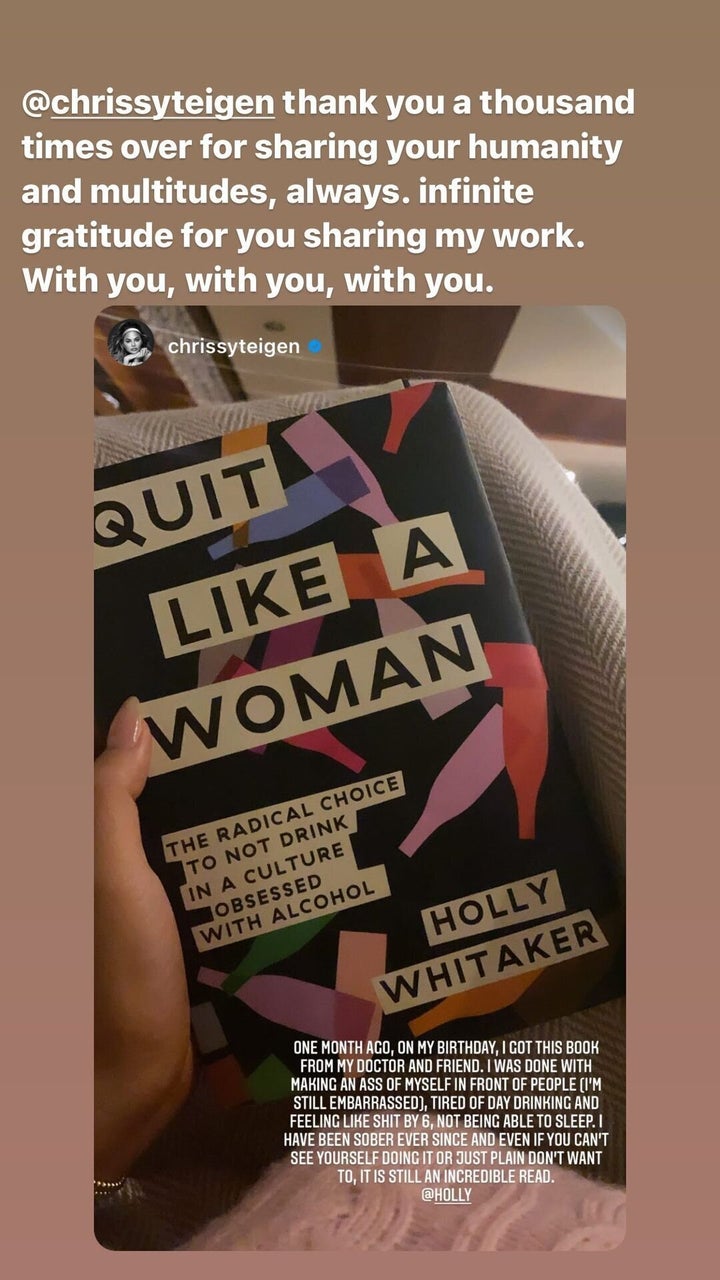 Author Holly Whitaker later shared Chrissy's post on her own Instagram story.