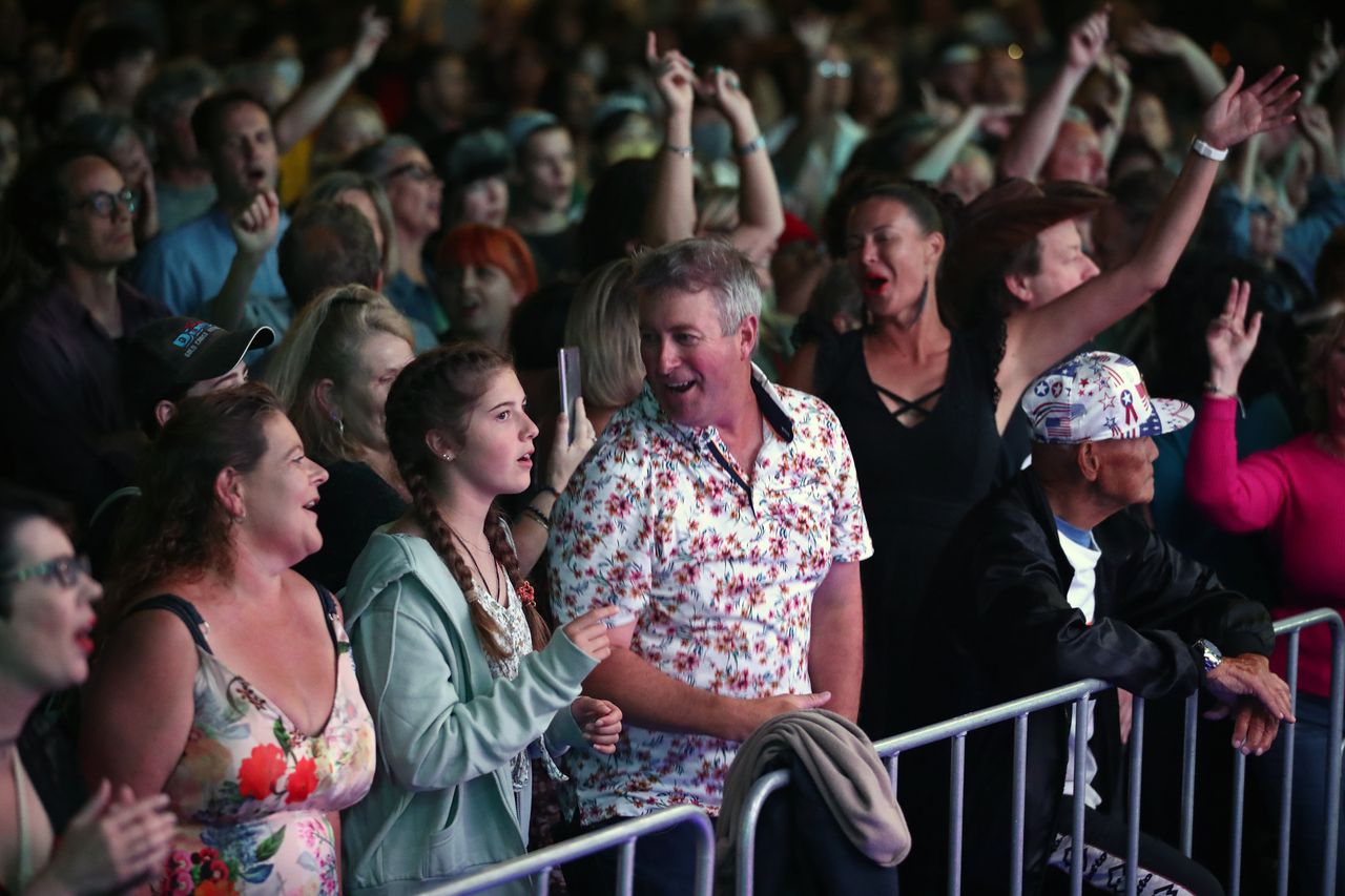 The crowd enjoys the Jordan Luck Band during Auckland New Year's Eve celebrations in Auckland.