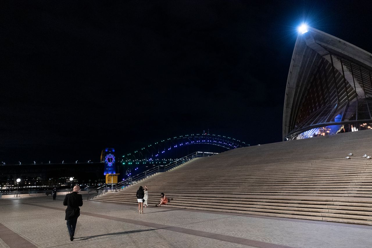 <strong>A near-empty Sydney Opera House forecourt during New Year's Eve celebrations.</strong>