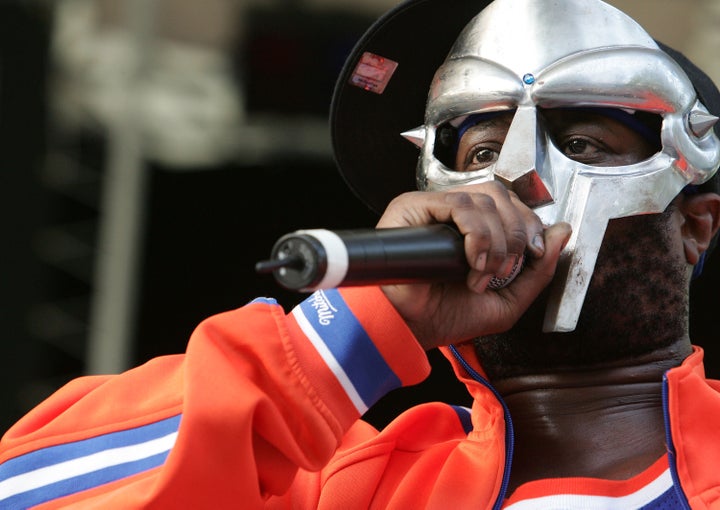 Rapper MF DOOM performs at a benefit concert for the Rhino Foundation at Central Park's Rumsey Playfield on June 28, 2005 in