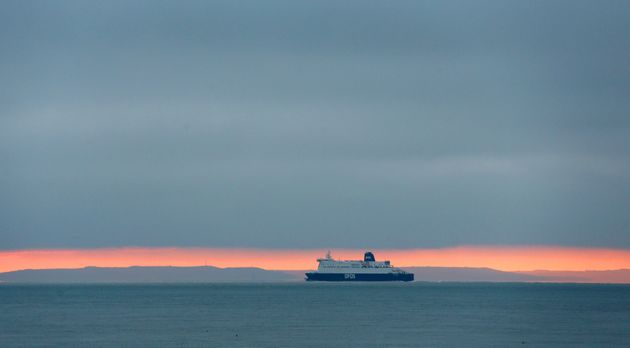 A ferry heads for France after leaving the Port of Dover in Kent as the UK leaves the single market and customs union and the Brexit transition period comes to an end.