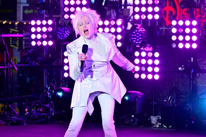 Cyndi Lauper performing in Times Square on New Year's Eve