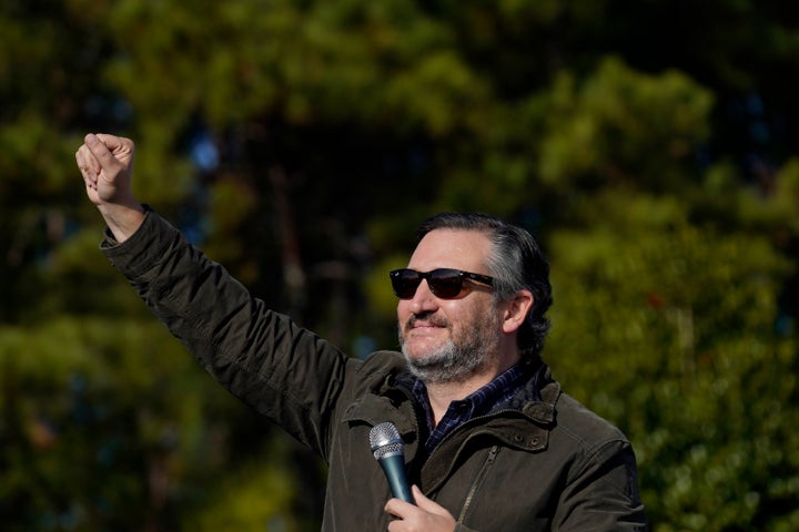 Sen. Ted Cruz, R-Texas, greets a crowd before he speaks at a campaign rally for Sen. Kelly Loeffler, R-Ga., on Saturday, Jan.