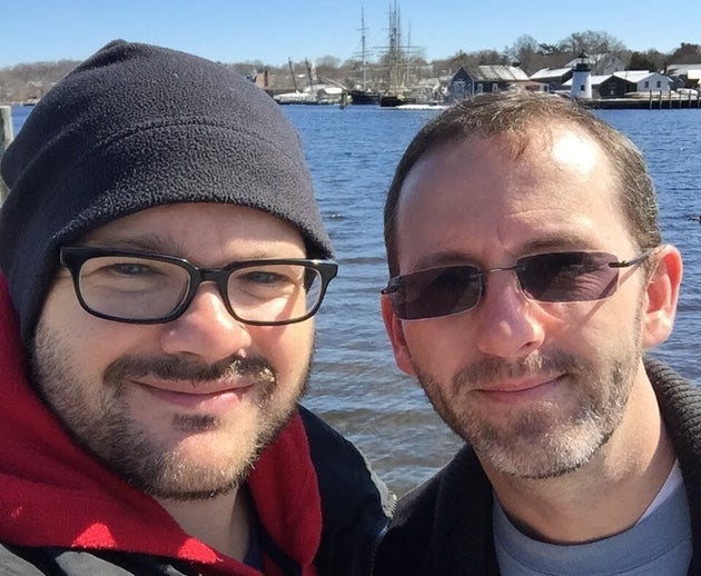 The author (left) and Michael, six months into their relationship.