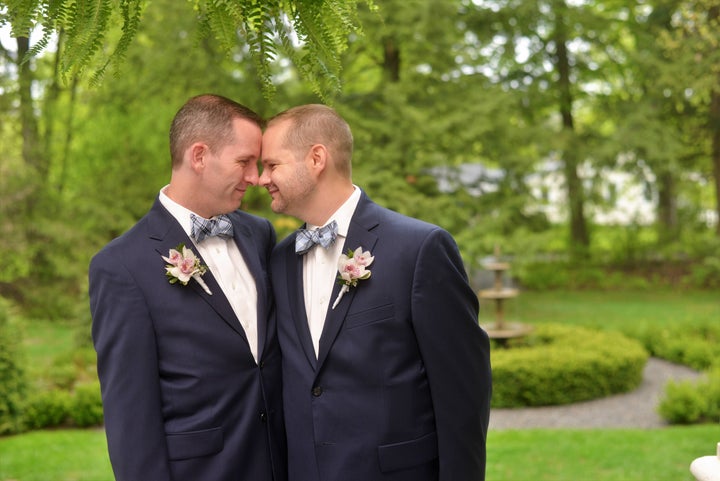 The author and Michael on their wedding day, two years after their vacation at the nudist camp.