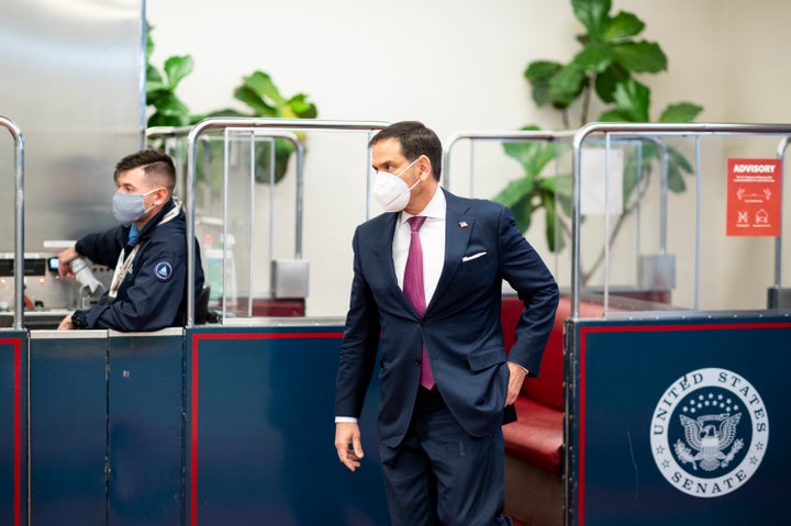 Sen. Marco Rubio (R-Fla.) arriving for a vote in the Capitol on Dec. 8, 2020. As chair of the Senate’s small business committee, the senator was one of the main authors of both the payroll program created back in March and the new version.