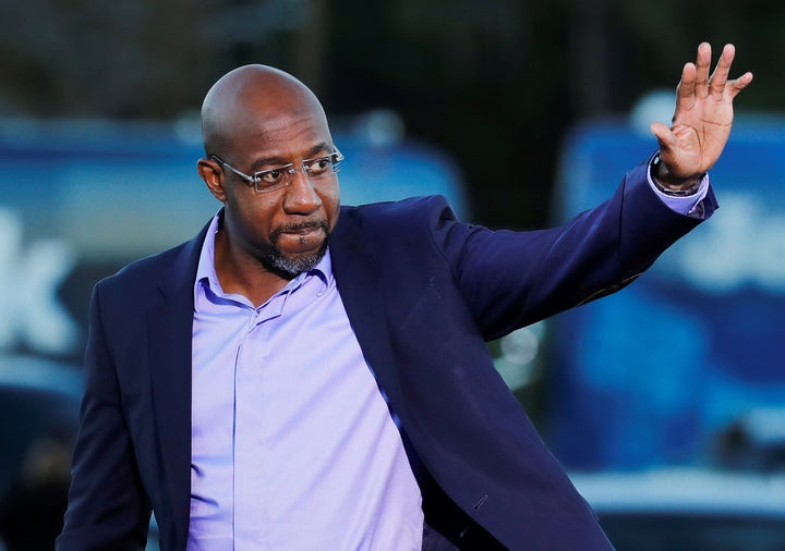 Democratic U.S. Senate candidate Raphael Warnock arrives at a campaign event ahead of Georgia's runoff elections in Savannah,