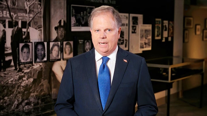 In this image from video, then-Sen. Doug Jones (D-Ala.) speaks during the first night of the Democratic National Convention in August 2020. A dozen of his former Senate colleagues are now advocating for him to become the attorney general of the U.S. 