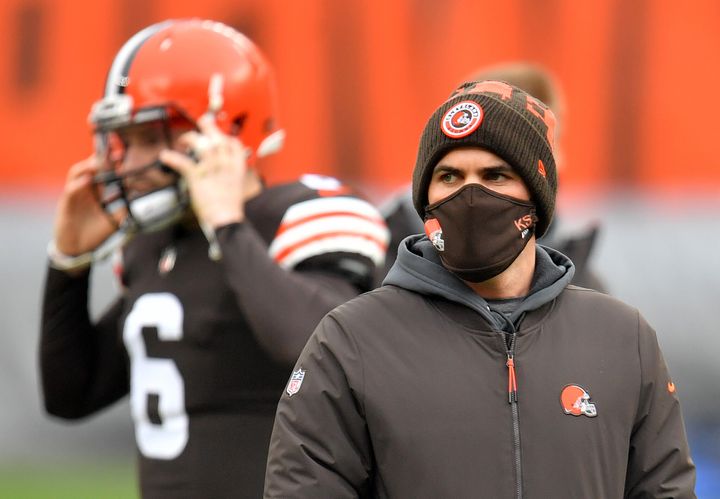 CLEVELAND, OHIO - JANUARY 03: Head coach Kevin Stefanski of the Cleveland Browns looks on before the game against the Pittsburgh Steelers at FirstEnergy Stadium on January 03, 2021 in Cleveland, Ohio. (Photo by Jason Miller/Getty Images)