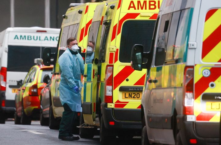 A medic stands next to an ambulance at the Royal London Hospital this week