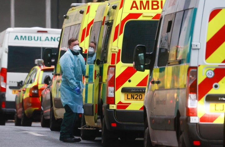 A medic stands next to an ambulance at the Royal London Hospital this week