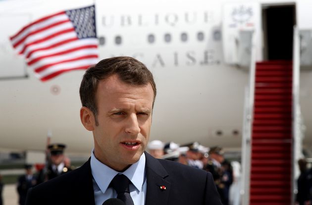 Le président Emmanuel Macron lors de son arrivée à la base aérienne d'Andrews dans le Maryland aux États-Unis, le 23 avril 2018. (Photo Win McNamee/Getty Images/AFP)