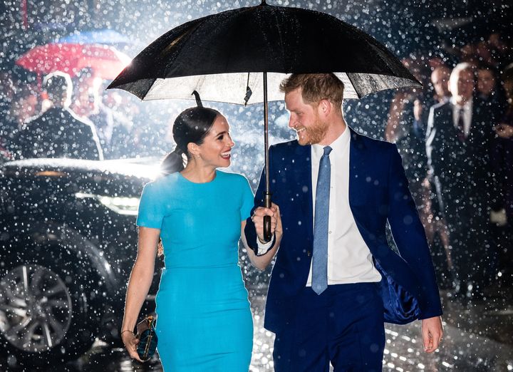 Prince Harry and Meghan Markle at the Endeavour Fund Awards in London on March 5, 2020. It was one of their very last royal engagements before stepping down.