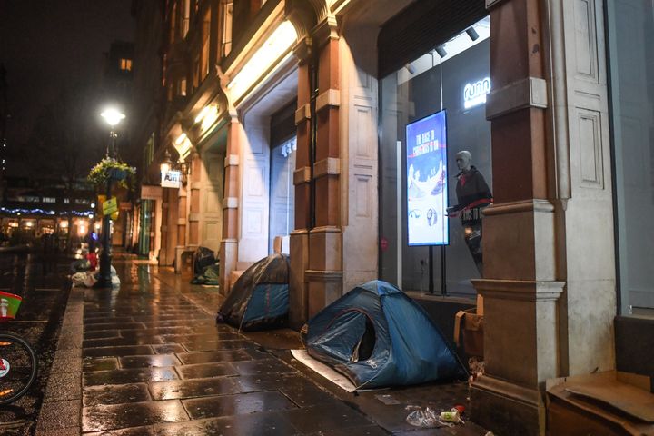 Homeless people's tents in London, where the number of new rough sleepers has risen amid the economic turmoil caused by the Covid-19 pandemic.