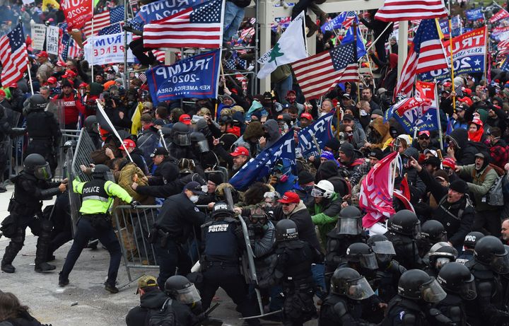 Extremists clash with police in Washington, D.C. on Wednesday, Jan. 6.