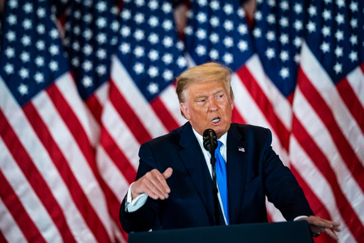 Trump speaks during an election night event in the East Room at the White House early in the morning on Wednesday, November 4. 