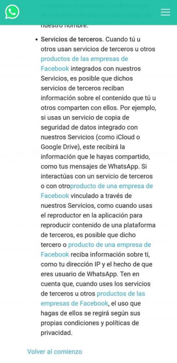 Condiciones de WhatsApp