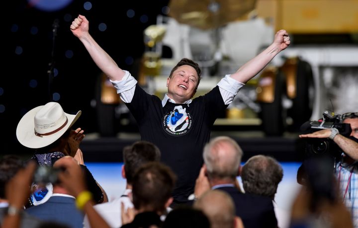 SpaceX CEO and owner Elon Musk celebrates after the launch of a SpaceX Falcon 9 rocket in Cape Canaveral, Fla., May 30, 2020. Musk has been named the world's richest person by Bloomberg News.