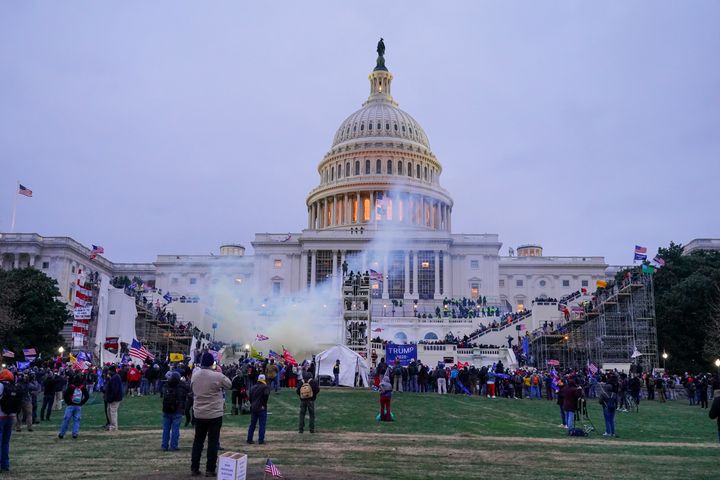  Capitol police deploys tear gas and flash bangs to disperse protestors during the protest.Pro-trump supporters stormed U.S. Capitol building in Washington, after the U.S. President-elect Joe Biden condemned what he called "insurrection" at the US Capitol forcing electoral vote counting to halt. (Photo by John Nacion / SOPA Images/Sipa USA) 