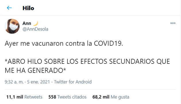 Captura del tuit sobre las