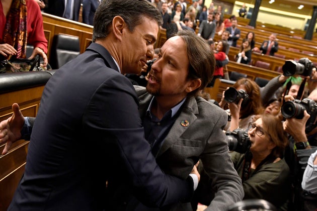 Pedro Sánchez y Pablo Iglesias, el 7 de enero de