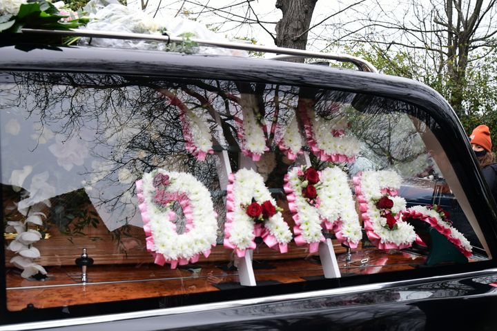 The funeral cortege of Dame Barbara Windsor arrives at Golders Green Crematorium, north London, ahead of a private ceremony.
