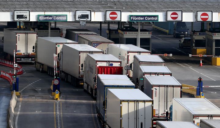Lorries at the port of Dover in Kent a week on from the introduction of post-Brexit regulations