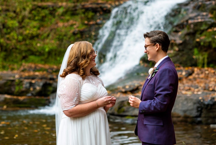 The couple initially planned to get married with 180 relatives and friends in attendance. They ended up tying the knot in a much more intimate ceremony.