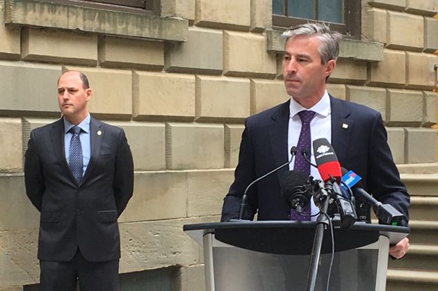 Nova Scotia Progressive Conservative Leader Tim Houston takes questions from reporters on June 24,