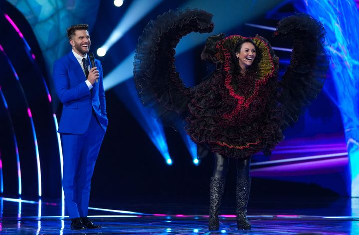 Martine McCutcheon after being revealed as Swan on The Masked Singer