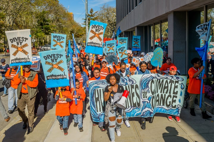 Thousands of New Yorkers marched for climate action on the fifth anniversary of Superstorm Sandy.