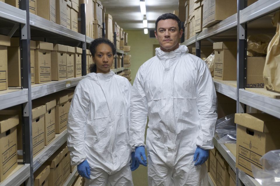 Luke Evans with co-star Alexandria Riley, who plays DI Ella Richards