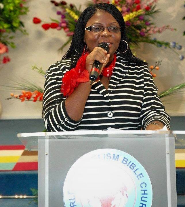 Sheila Daniel addressing the congregation at WEBIC – a church she began attending in 2008, one year after she arrived in the UK from Nigeria via Italy