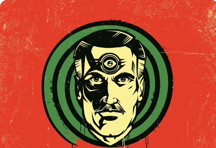 Classic sci fi symbol of spying and oppression, big brother face.