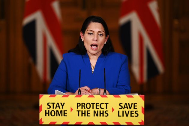 Home secretary Priti Patel during a media briefing in Downing Street