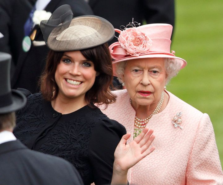 Princess Eugenie of York and Queen Elizabeth II at the Royal Ascot on June 18, 2013.