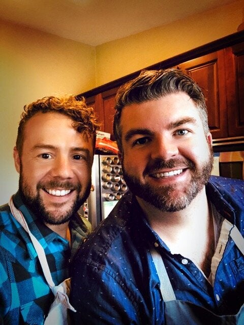 On the weekends, you can find Russell Buhr (right) in the kitchen cooking or baking for Will Murtaugh (left).