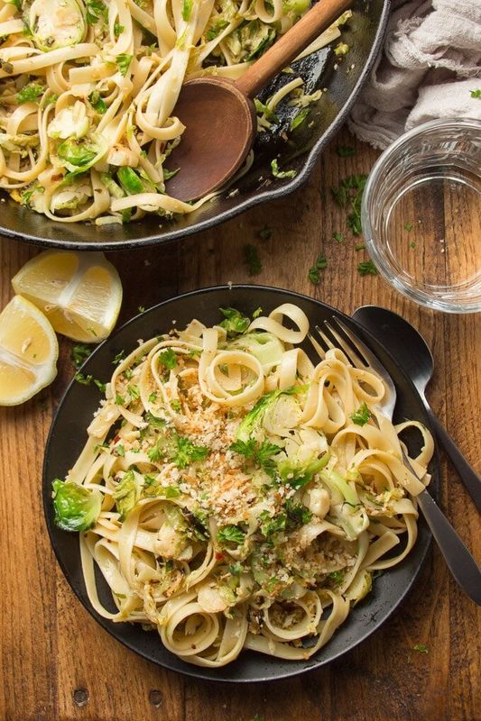 Lemon Brussels Sprout Pasta from Connoisseurus Veg