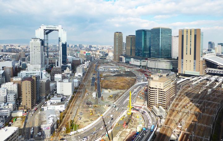 大阪駅前に広がる“うめきた地区”開発の様子（2019年12月）